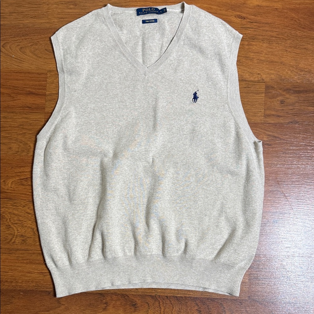 Polo Ralph Lauren Men's Beige V-Neck Sweater Vest